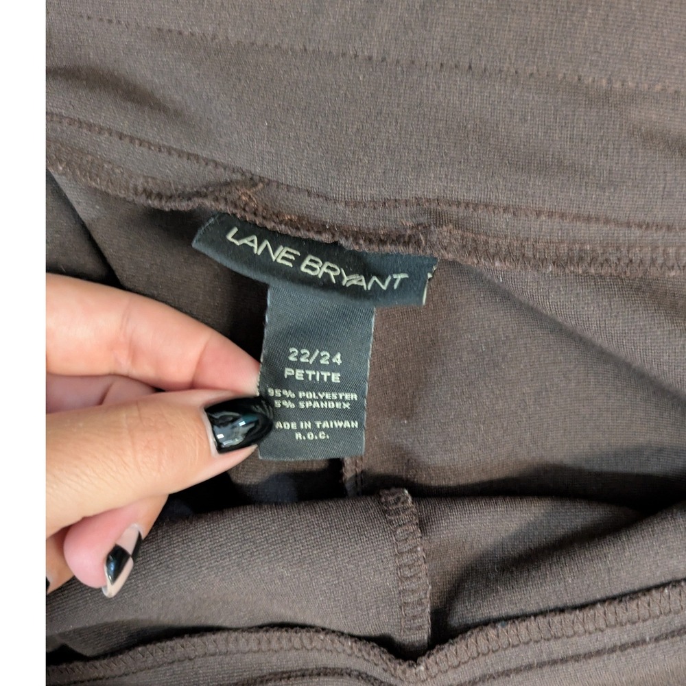 Lane Bryant Brown Pull On Dress Pants Womens 22/24 Petite Plus Size Stretch - Picture 6 of 6